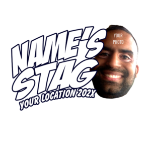 Comic text photo upload stag